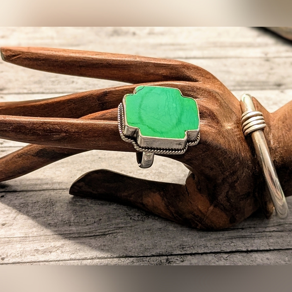 Paige Wallace Rare Vintage Sterling & Turquoise Southwest Cross Statement Ring - Picture 12 of 12